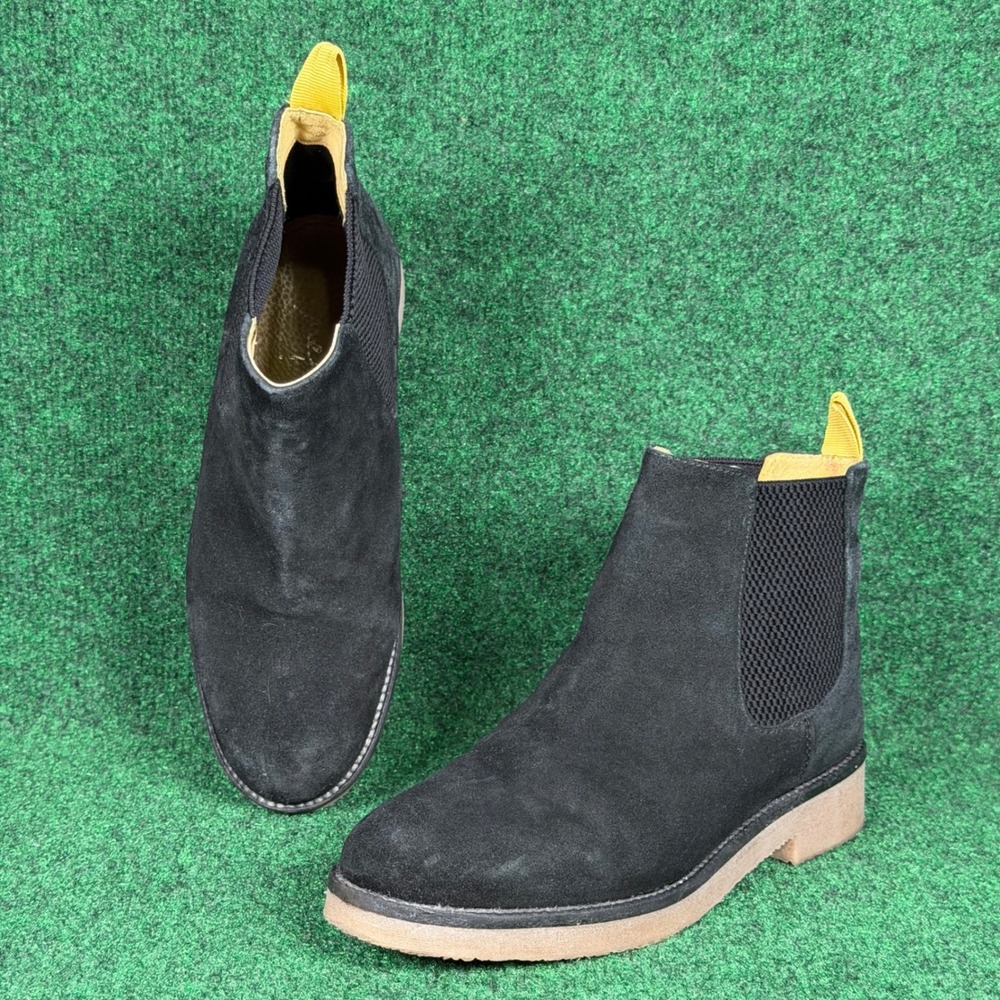 Joules Black Suede Chelsea Boots Womens 8 Ankle Pull On Crepe Sole UK 6 EU 39